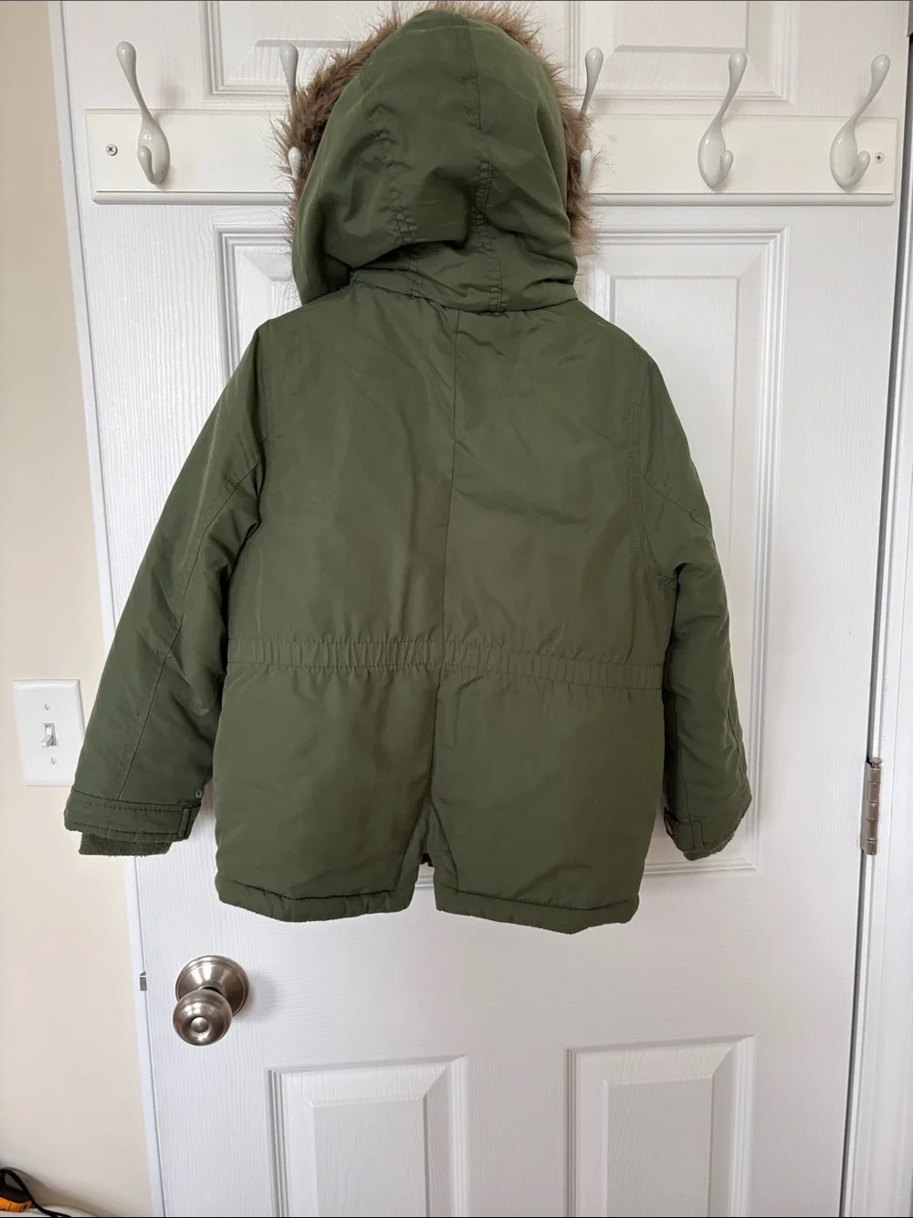 Carter's Olive Green Hooded Puffer Jacket with Faux Fur Trim size 5/6